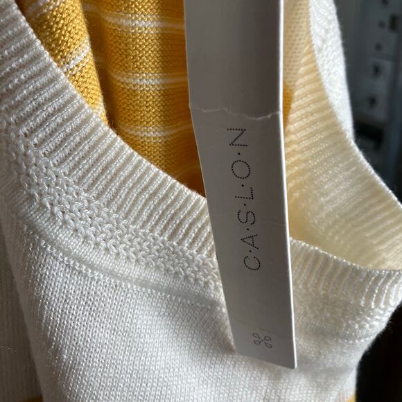 Caslon Yellow White Stripe Tunic Sweater Size S Lightweight Long Sleeve New - Picture 2 of 16